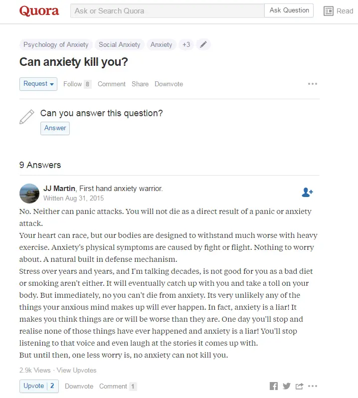 Can anxiety kill you Quora question