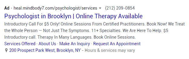 google ad example